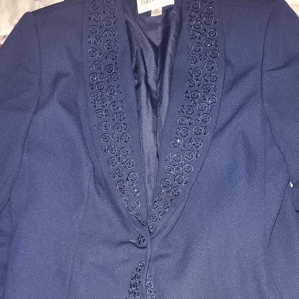 Zara Blue Blazer with Embellished Lapel